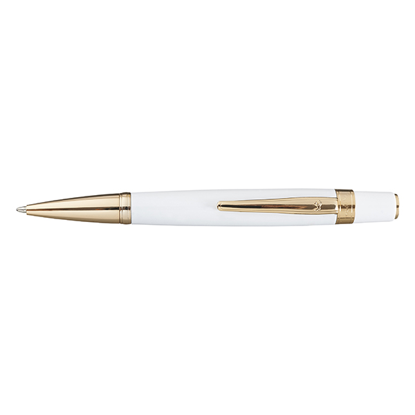 עט לורד כדורי לבן / שחור בציפוי זהב 18K.
