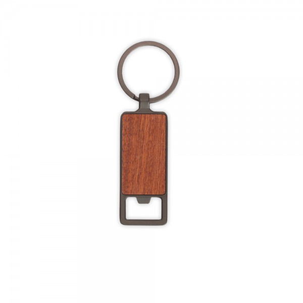 קרני - מחזיק מפתחות פותחן בקבוקים עשוי מתכת
בשילוב עץ במבוק בחלקו הקדמי, 2.5x6.4 ס"מ.