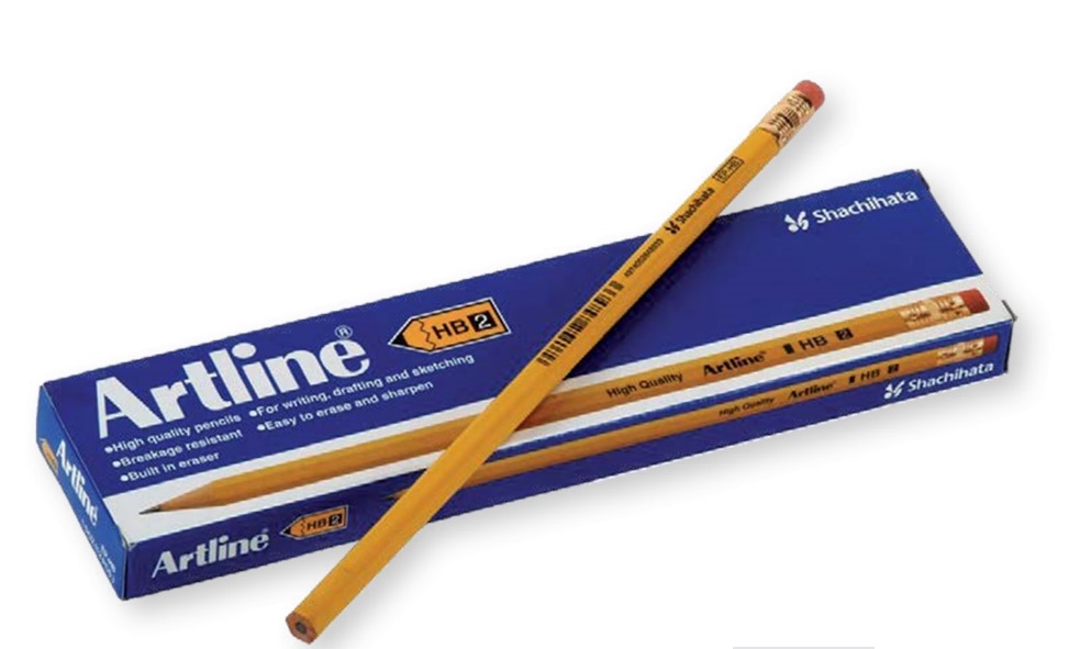 עפרונות עם מחק בקופסא ארטליין 12 HB 