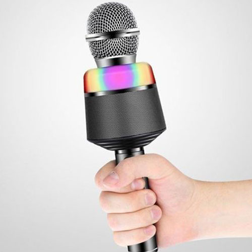 מיקרופון קריוקי משולב תאורת LED צבעונית.  