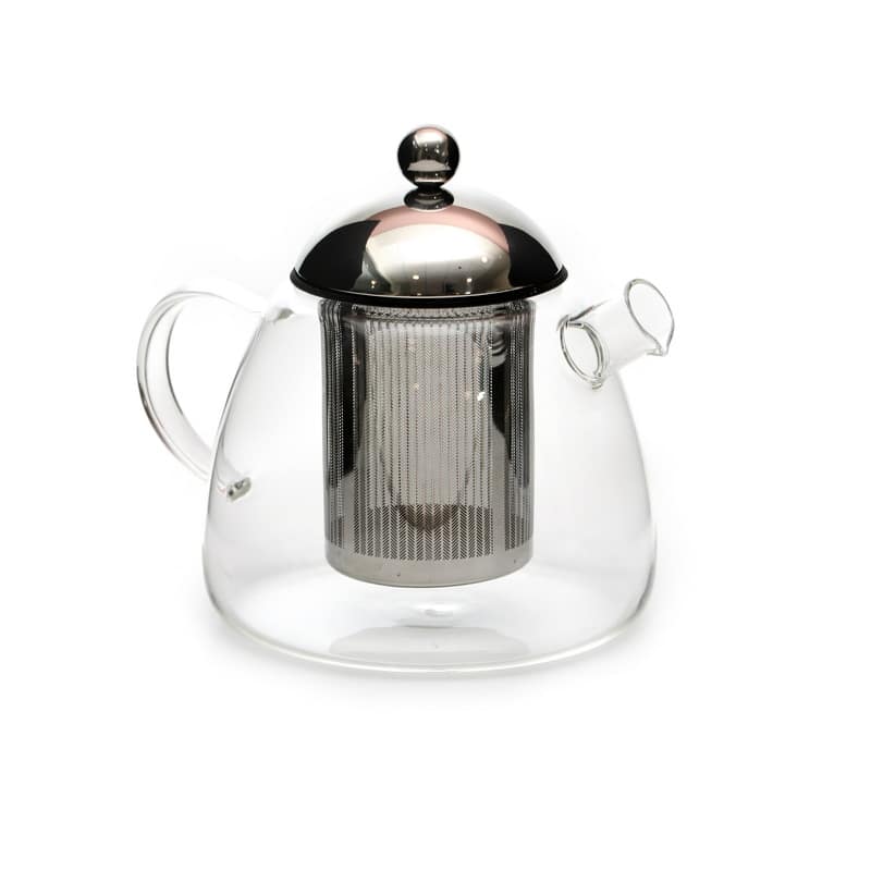 קומקום תה זכוכית מכסה ומסנן נירוסטה, 1.3 ליטר. 