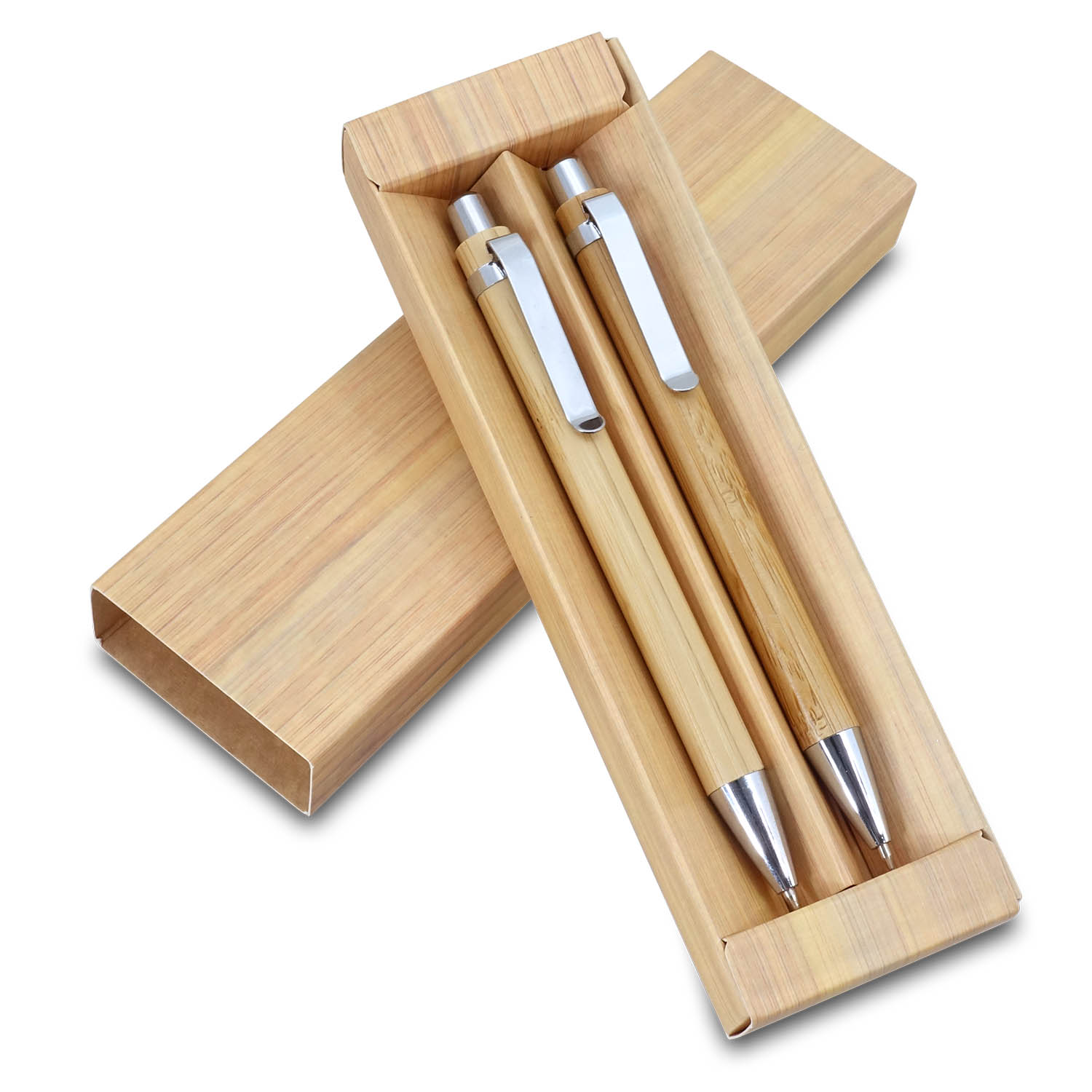 ווד - סט מכשירי כתיבה ידידותי לסביבה, עשוי במבו בשילוב מתכת. 
כולל עט עיפרון ועט ג