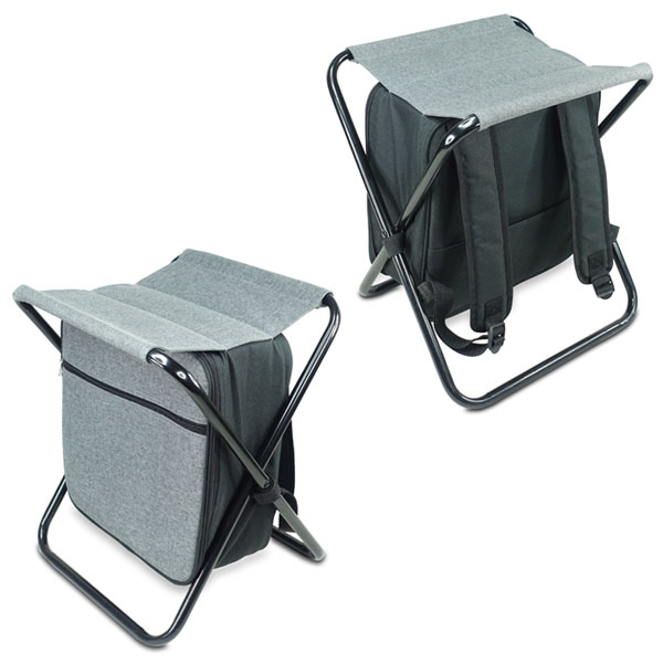 קוזומל -  כיסא מתקפל בשילוב תיק גב צידנית שומרת קור/חום מאריג דו גווני איכותי.  
מידות : 42.5x31.5x35  ס