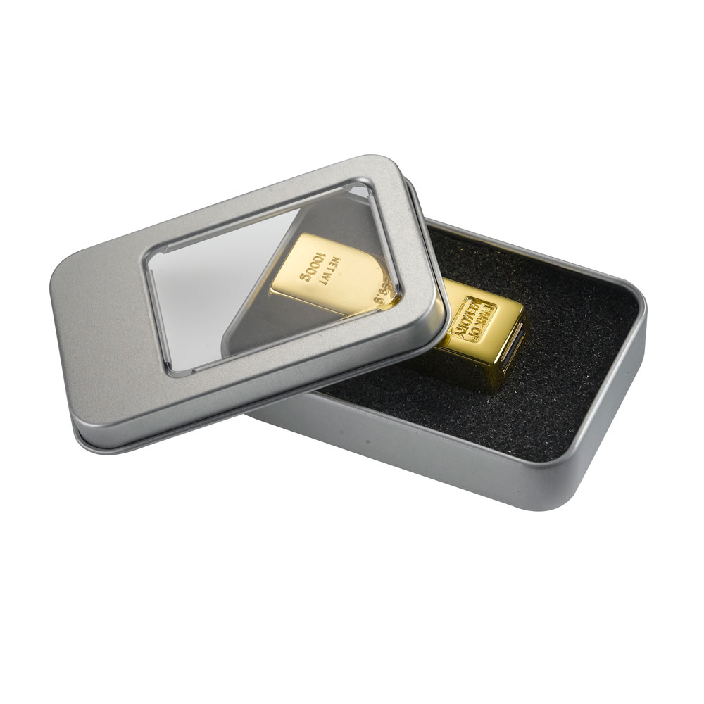 מטיל זהב - זיכרון נייד 8GB, שטח פרסומי רחב משני צדי המוצר.