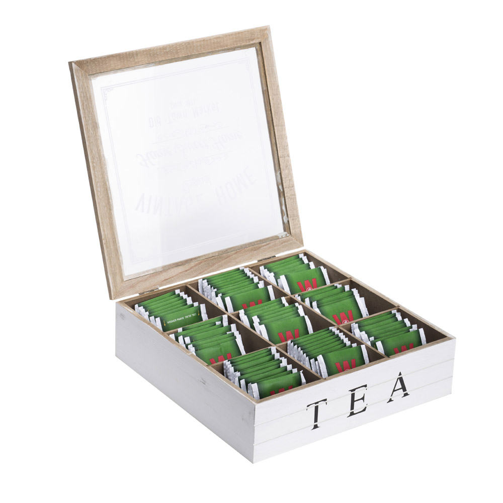 ווילס - קופסת תה מעוצבת 9 תאים 24.5x7x24.5 ס