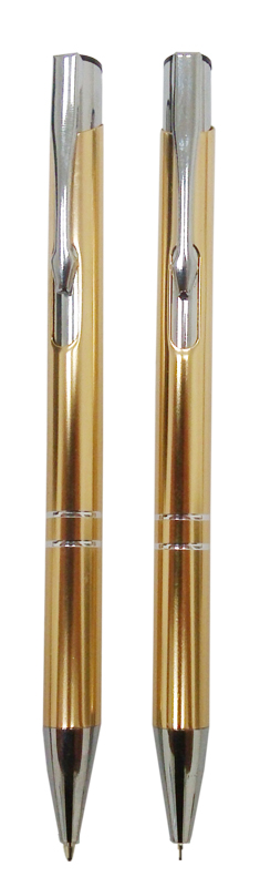 סט טרנד - עט כדורי ועיפרון מכני WAVE, גוף מתכת, מנגנון לחיצה. 