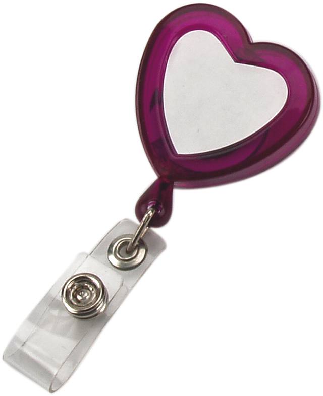 LOVE - מחזיק לתג עובד בצורת לב עם חוט משיכה קפיצי 3.50x3.50 ס