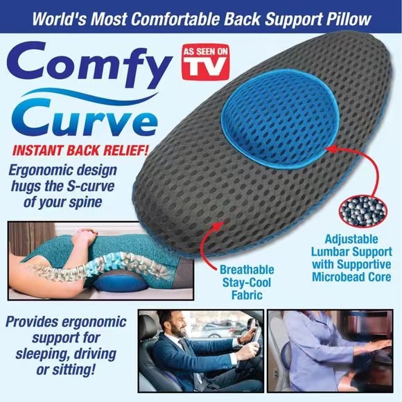 כרית ארגונומית לגב תחתון בשינה/ישיבה – COMFY CURVE.  
כרית מיוחדת  46×24 ס”מ, עובי 2.5-6 ס