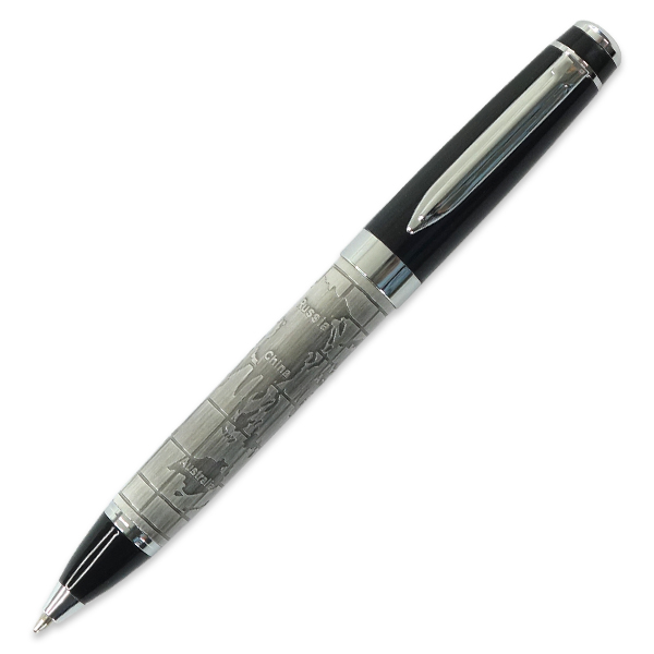 עט יוניברס - עט מתכת יוקרתי כדורי עם תבליט כדור הארץ. 