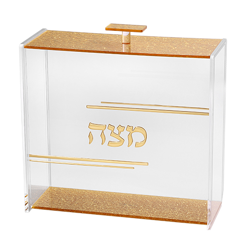 כלי למצה מפרספקס שקוף עם נצנצים 21x23 ס