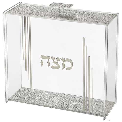 כלי למצה מפרספקס שקוף עם נצנצים 21x23 ס